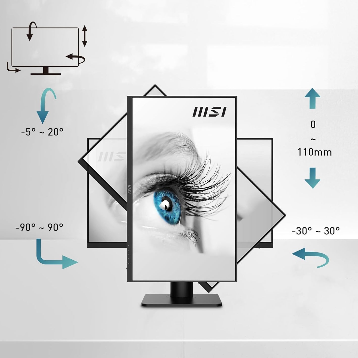 MSI 24" 100 Hz IPS FHD Gaming Monitor 1ms (MPRT) / 4ms (GTG) 119% sRGB (CIE 1976) Flat Panel Pro MP243XW, Low blue light, Built-in speakers, White